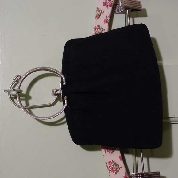 Women's Ande vintage bracelet wristlet evening funeral bag black 10" × 8" - Picture 2 of 9